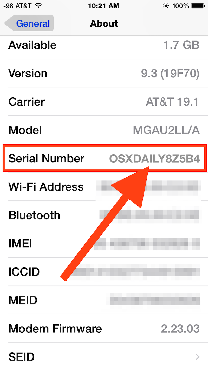 find serial number with imei